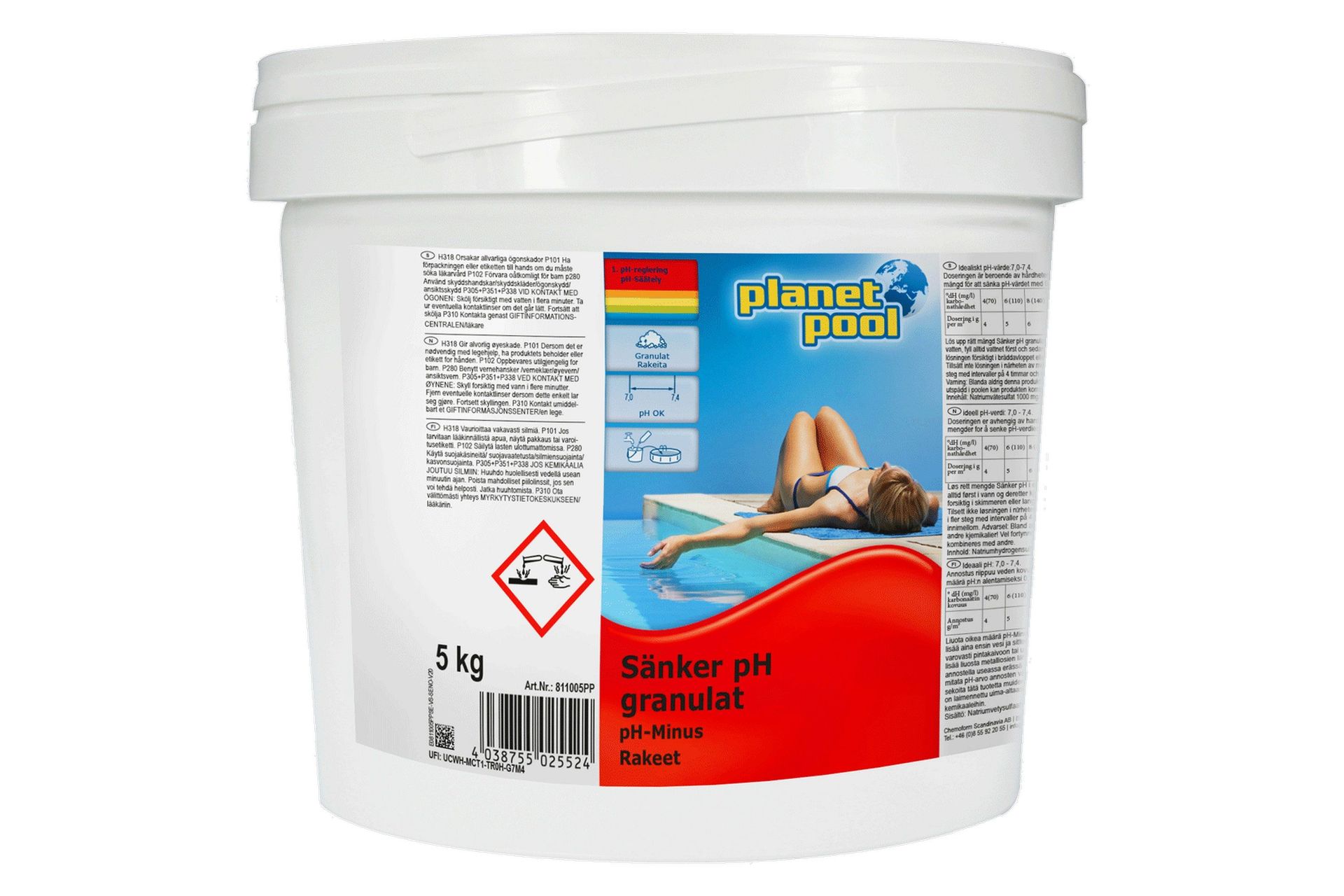Vannpleie Planet Pool Senker pH Granulat 3 kg - 3 kg