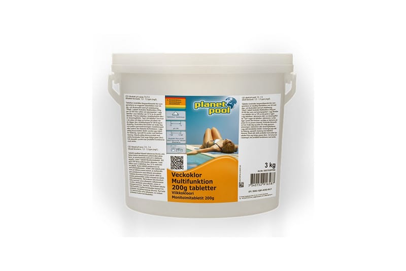 Vannpleie Planet Pool Uke-klor Multifunksjon 200g stykke 3 kg - 3 kg - Hage - Utendørsbad - Rengjøring til basseng - Basseng kjemi & klortabletter
