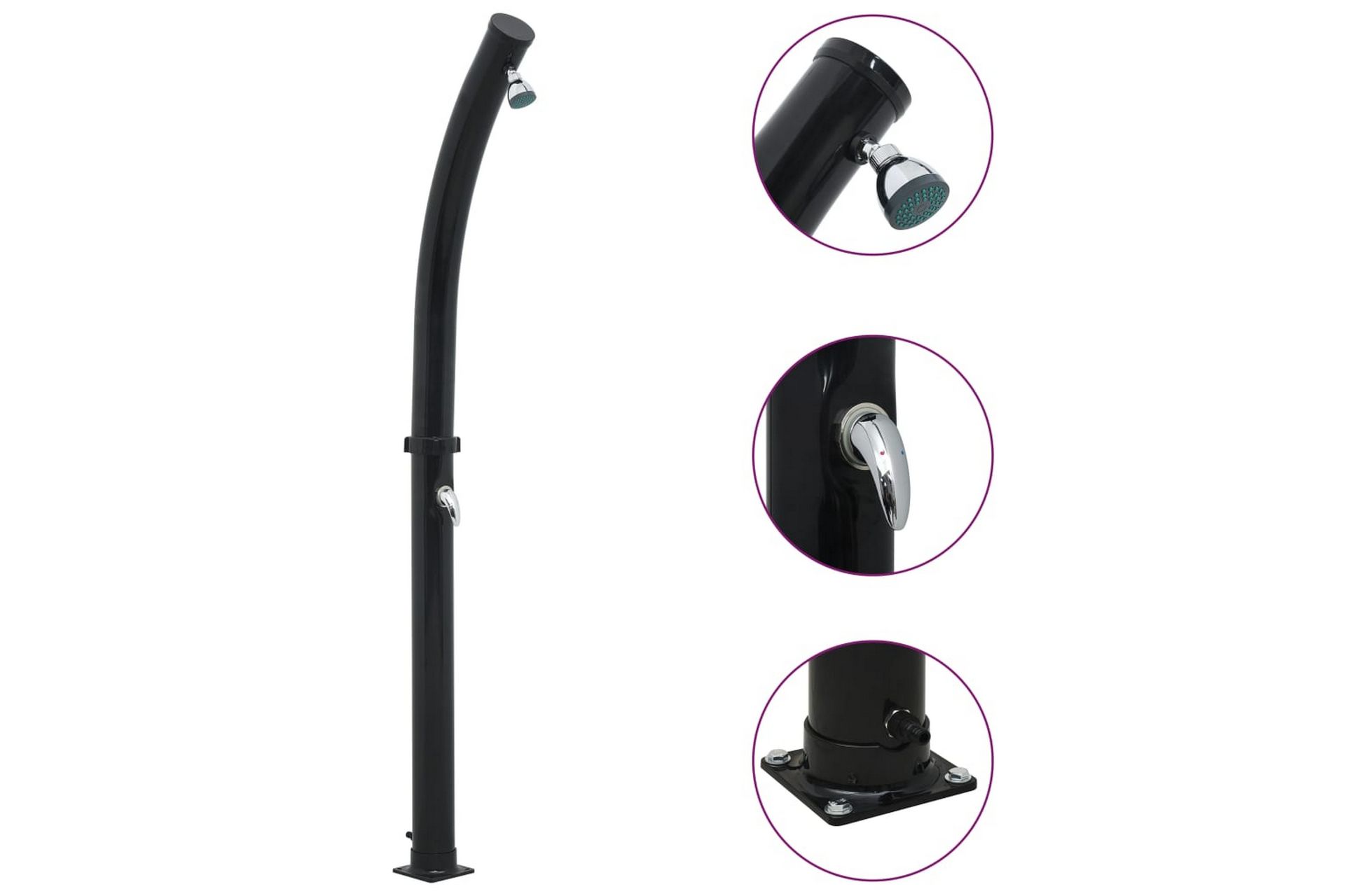 Soloppvarmet dusj svart 214 cm 20 L - Hage - Utendørsbad - Utedusj - Utedusj soloppvarmet