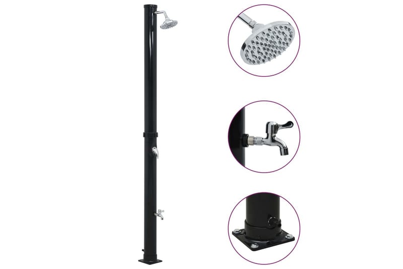 Soloppvarmet dusj svart 220 cm 20 L - Hage - Utendørsbad - Utedusj - Utedusj soloppvarmet
