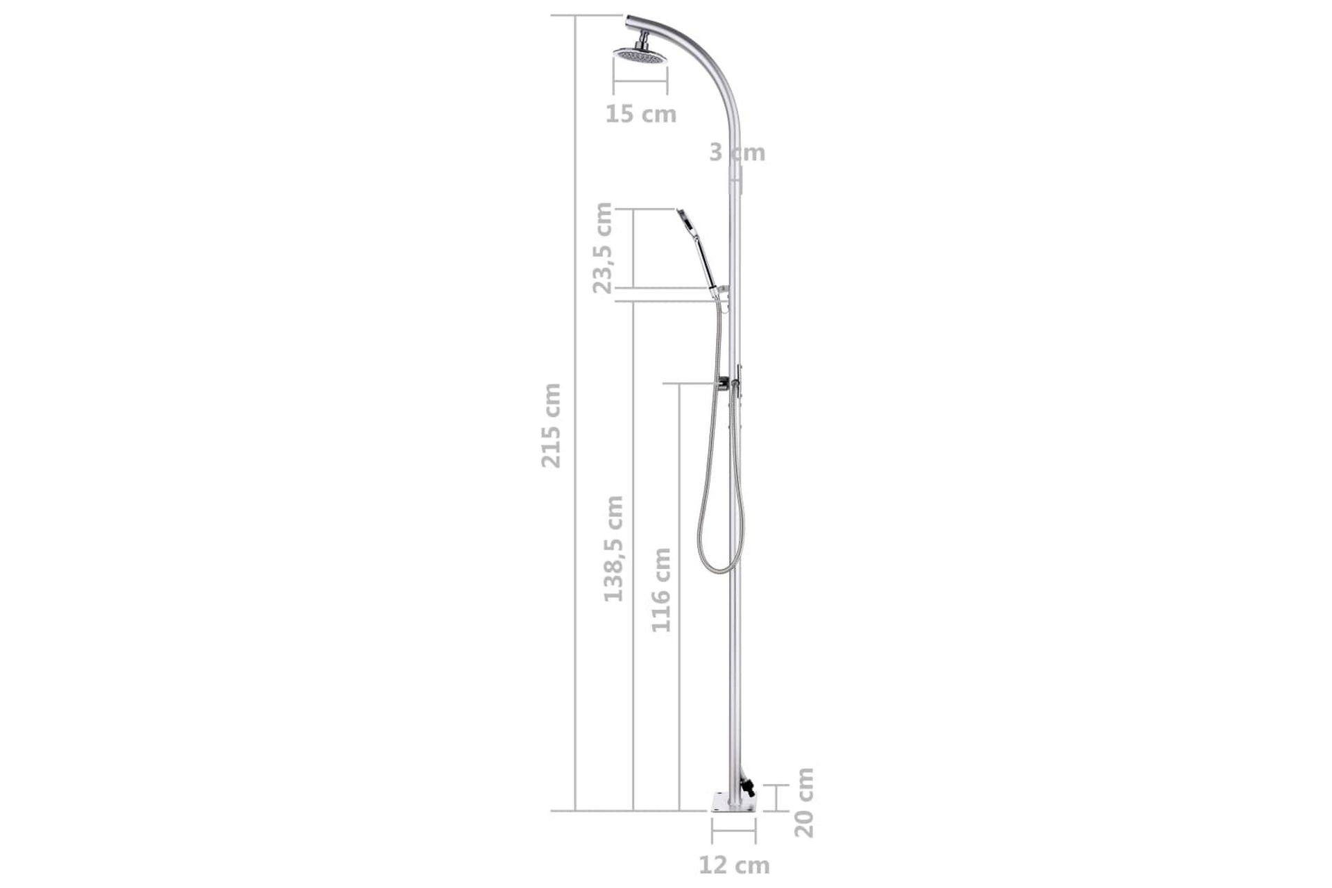 Hagesdusj 215 cm aluminium - Hage - Utendørsbad - Utedusj - Utedusj uten varme
