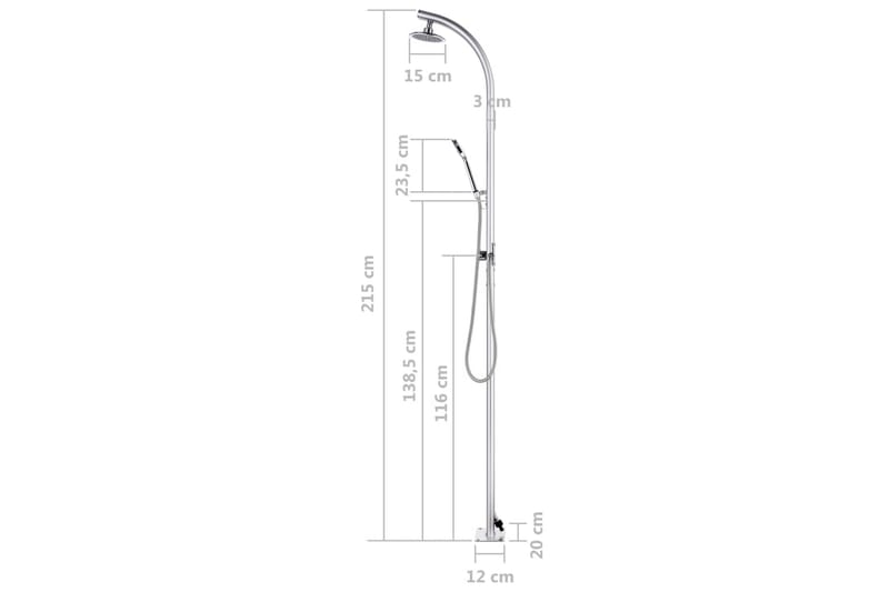 Hagesdusj 215 cm aluminium - Hage - Utendørsbad - Utedusj - Utedusj uten varme