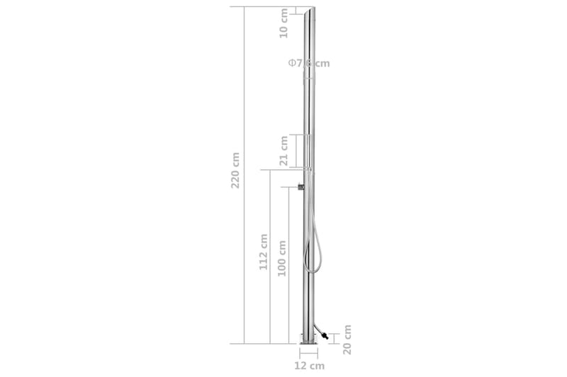 Hagesdusj 220 cm rustfritt stål - Utedusj uten varme