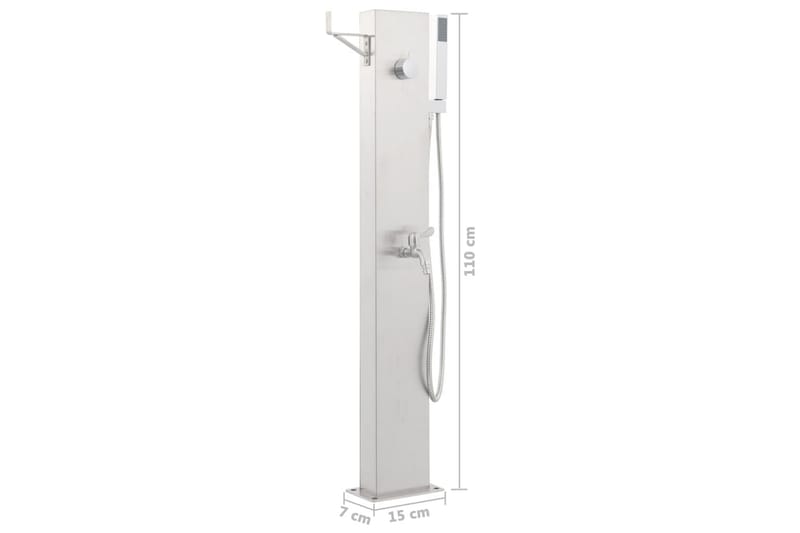 Hagesdusjkran 110 cm rustfritt stål - Silver - Hage - Utendørsbad - Utedusj - Utedusj uten varme