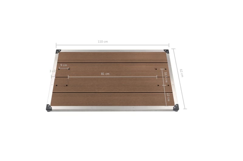 Utendørs dusjbrett WPC rustfritt stål 110x62 cm brun - Hage - Utendørsbad - Utedusj - Utedusj uten varme