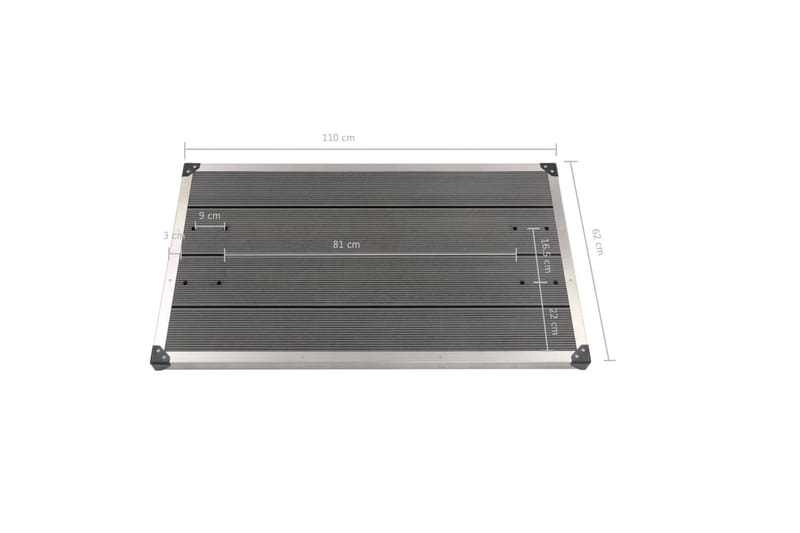 Utendørs dusjbrett WPC rustfritt stål 110x62 cm grå - Hage - Utendørsbad - Utedusj - Utedusj uten varme