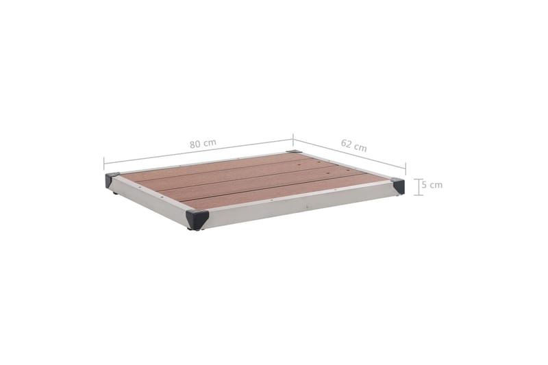 Utendørs dusjbrett WPC rustfritt stål 80x62 cm brun - Hage - Utendørsbad - Utedusj - Utedusj uten varme