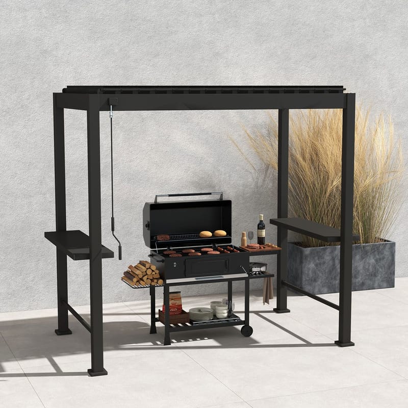 Bakvegg til paviljong HOME4YOU Mirador Bbq Mørk grå - Mørk grå - Hage - Uterom & feriehus - Lysthus & gazebo