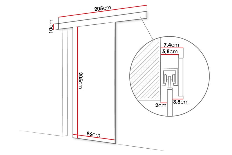 Granica Skyvedør 96x205 cm - Beige - Hus & oppussing - Bygg - Dører & Porter - Skyvedører
