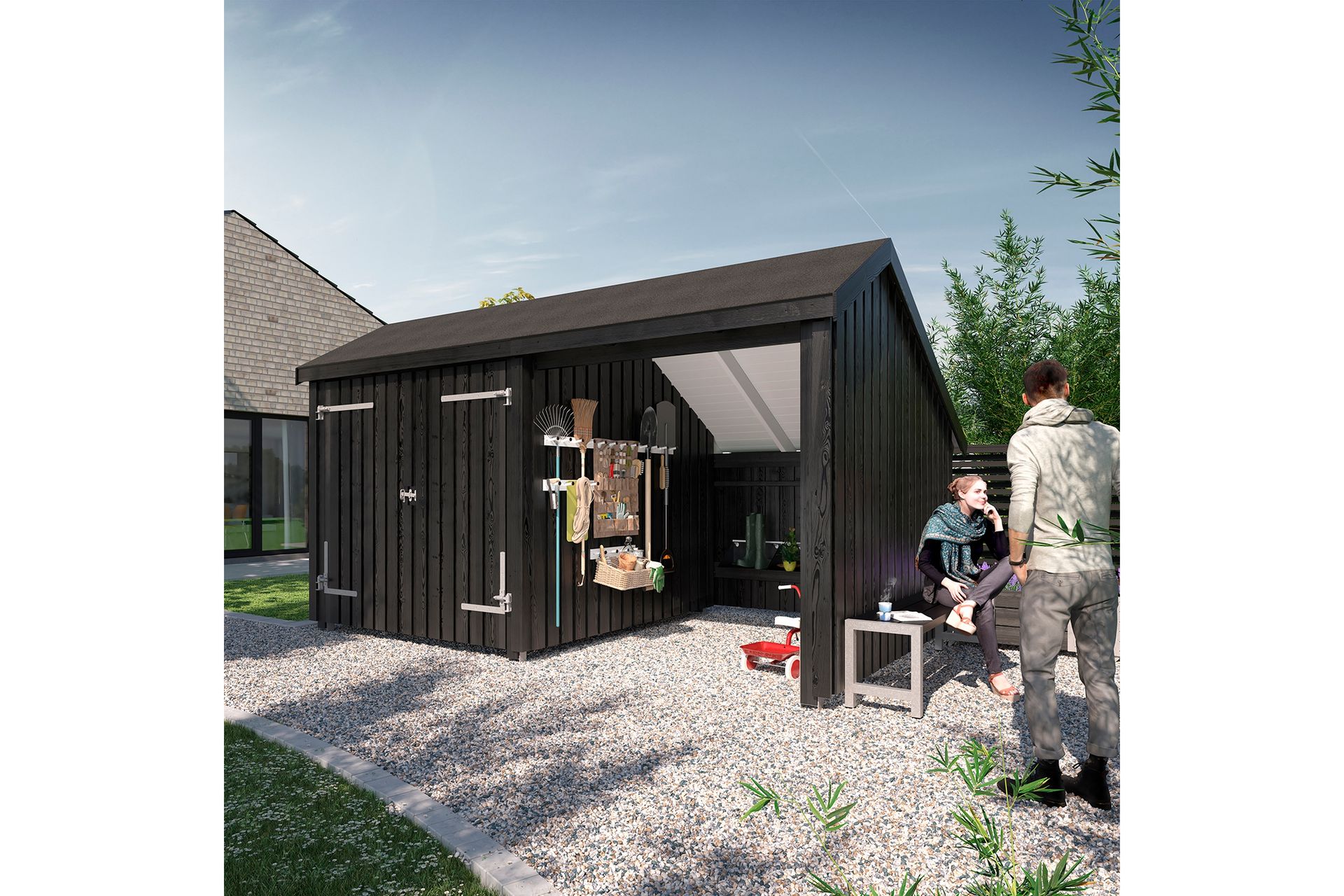 PLUS Multi Hagehus 10,5 m² - 2 Moduler med Dobbeldør - Grå - Hage - Uterom & feriehus - Hytter