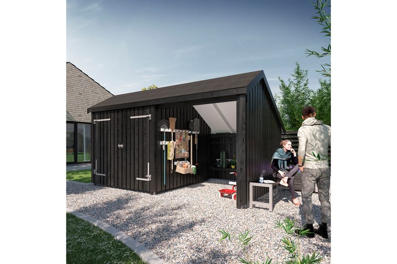 PLUS Multi Hagehus 10,5 m² - 2 Moduler med Dobbeldør - Grå - Hage - Uterom & feriehus - Hytter