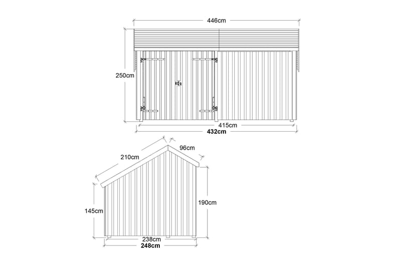 PLUS Multi Hagehus 10,5 m² - 2 Moduler med Dobbeldør - Grå - Hage - Uterom & feriehus - Hytter