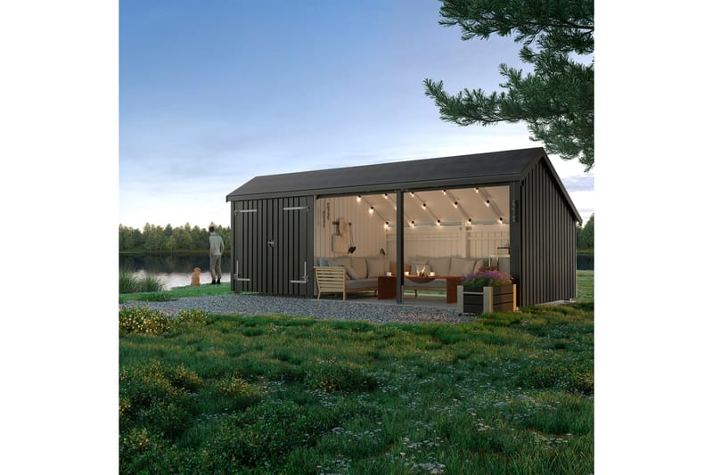 PLUS Multi Hagehus 15,5 m² - 3 Moduler med Dobbeldør - Grå - Hage - Uterom & feriehus - Hytter
