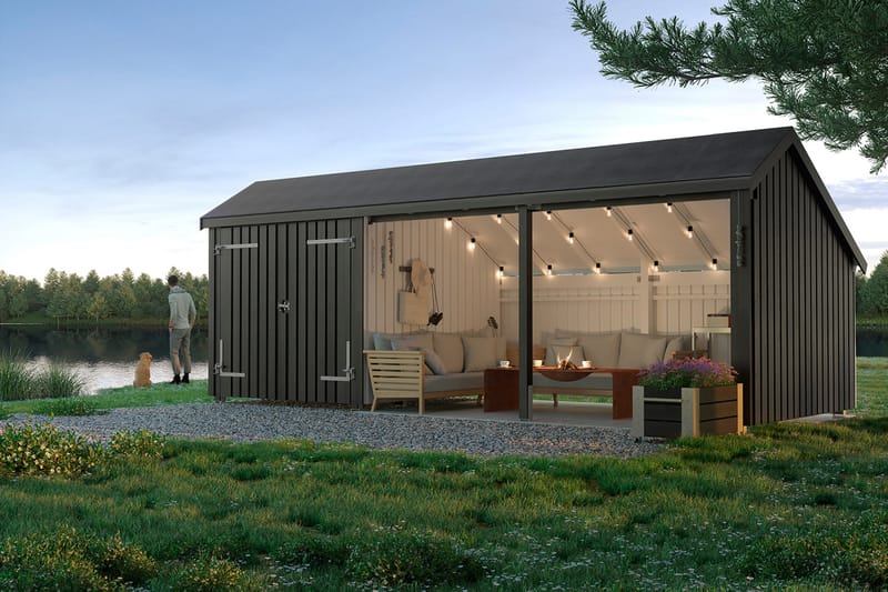 PLUS Multi Hagehus 15,5 m² - 3 Moduler med Dobbeldør - Grå - Hage - Uterom & feriehus - Hytter
