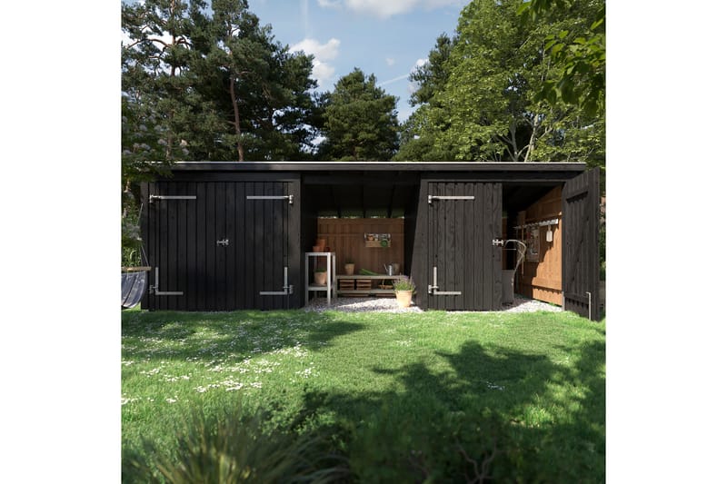 PLUS Nordic Multi Hagehus 14 m² - 3 Moduler 2 Dobbeldørar - Grå - Hage - Uterom & feriehus - Hytter