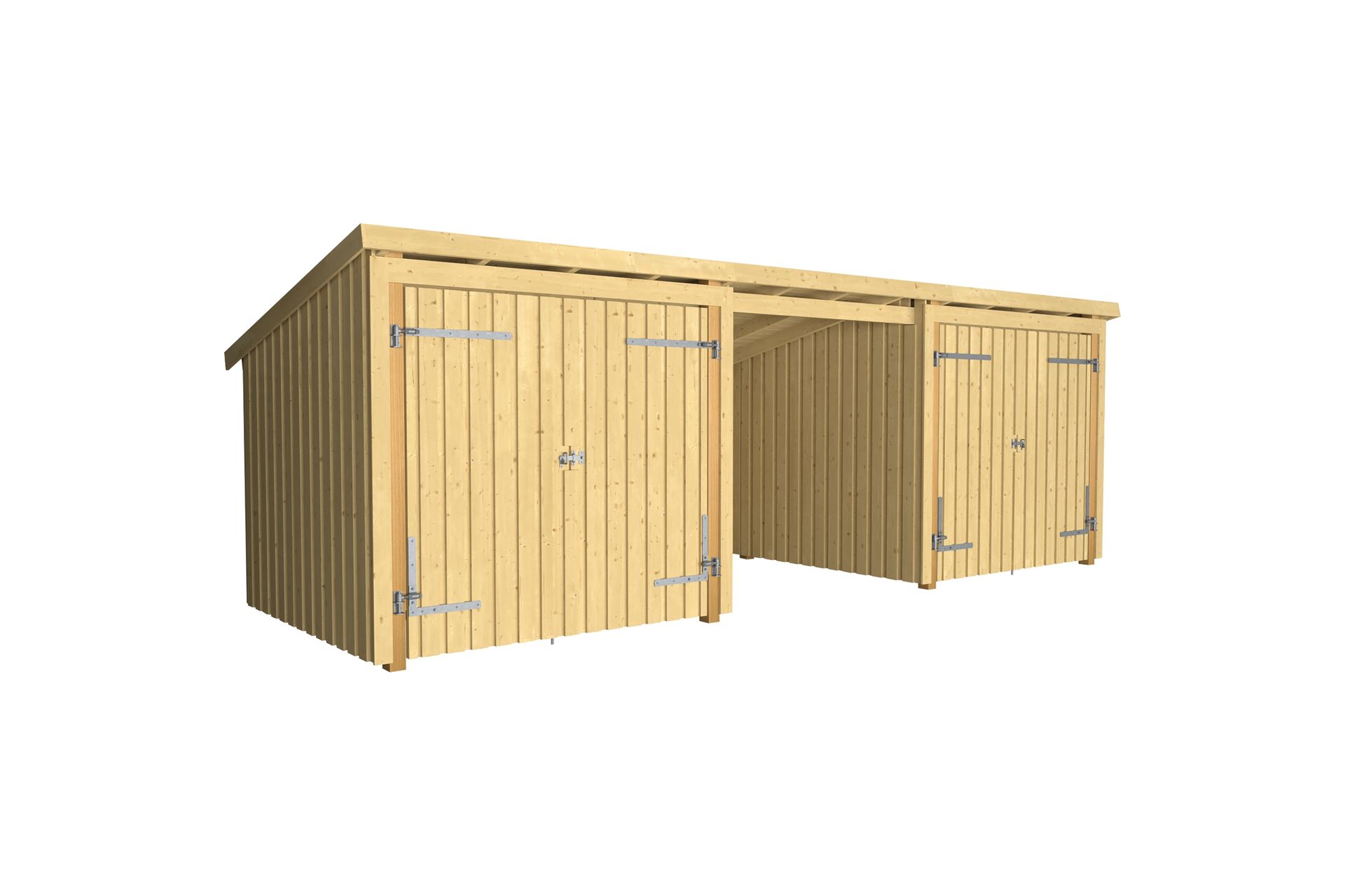 PLUS Nordic Multi Hagehus 14 m² - 3 Moduler 2 Dobbeldørar - Grå - Hage - Uterom & feriehus - Hytter