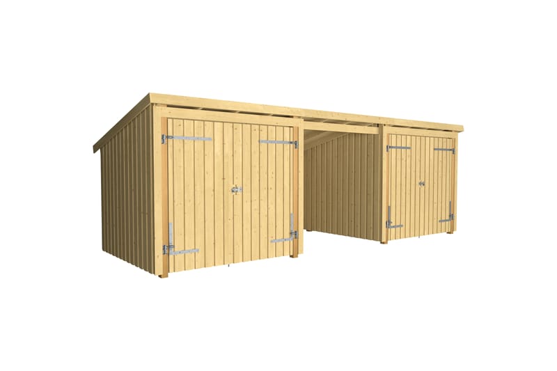 PLUS Nordic Multi Hagehus 14 m² - 3 Moduler 2 Dobbeldørar - Grå - Hage - Uterom & feriehus - Hytter