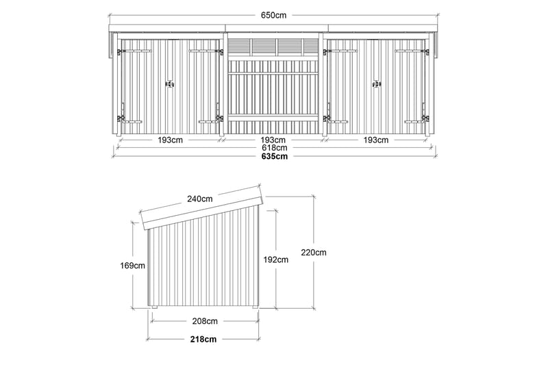 PLUS Nordic Multi Hagehus 14 m² - 3 Moduler 2 Dobbeldørar - Grå - Anneks