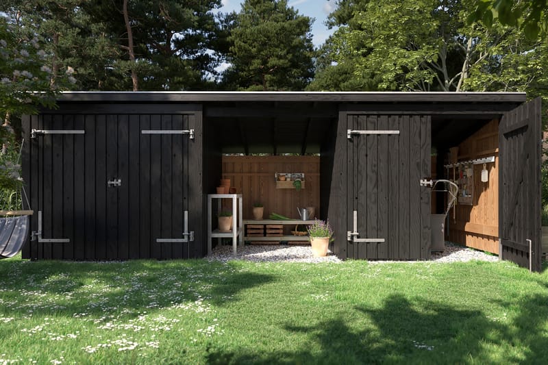 PLUS Nordic Multi Hagehus 14 m² - 3 Moduler 2 Dobbeldørar - Grå - Hage - Uterom & feriehus - Hytter