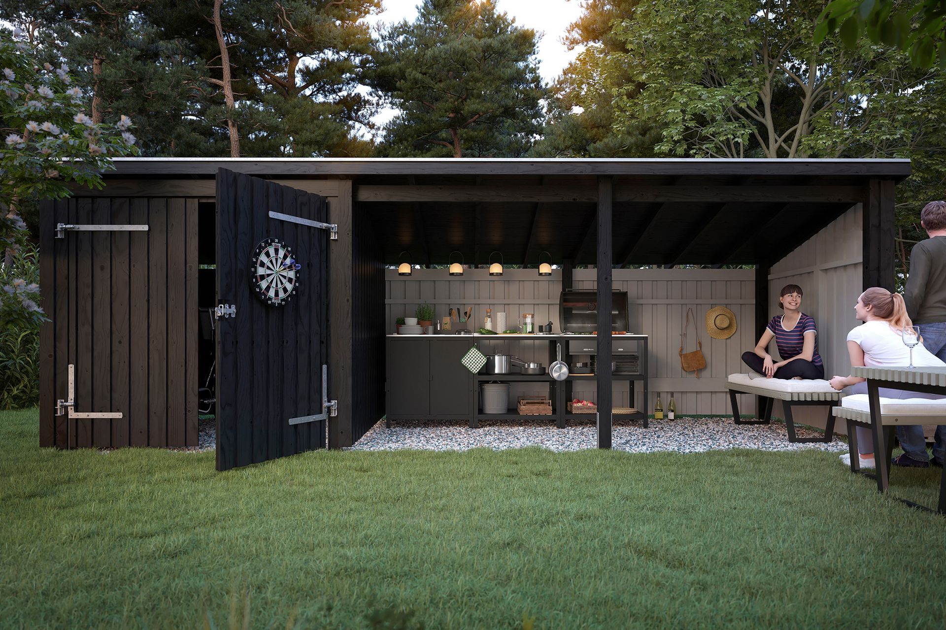 PLUS Nordic Multi Hagehus 14 m² - 3 Moduler med Dobbeldør - Grå - Hage - Uterom & feriehus - Hytter