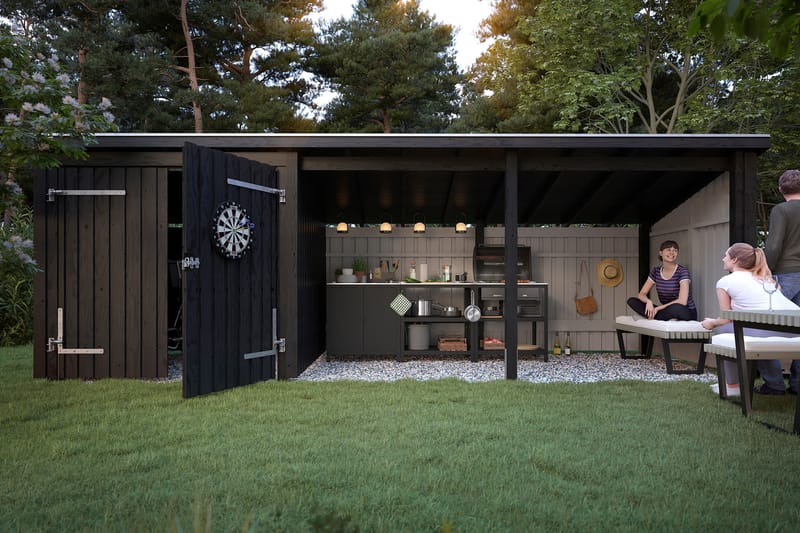PLUS Nordic Multi Hagehus 14 m² - 3 Moduler med Dobbeldør - Grå - Hage - Uterom & feriehus - Hytter
