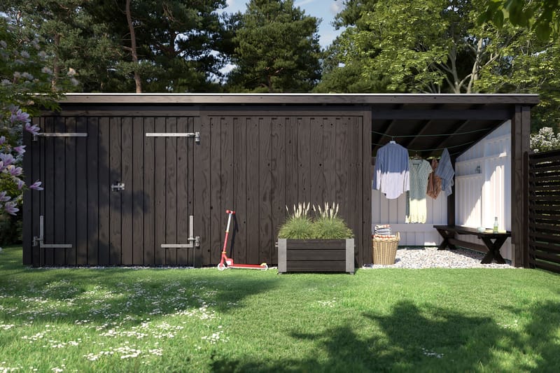 PLUS Nordic Multi Hagehus 14 m² - 3 Moduler med Dobbeldør - Grå - Hage - Uterom & feriehus - Hytter