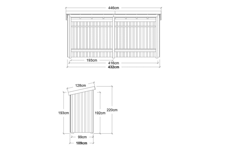 PLUS Nordic Multi Hagehus 4,7 m² -2 Moduler Åpen - Grå - Anneks