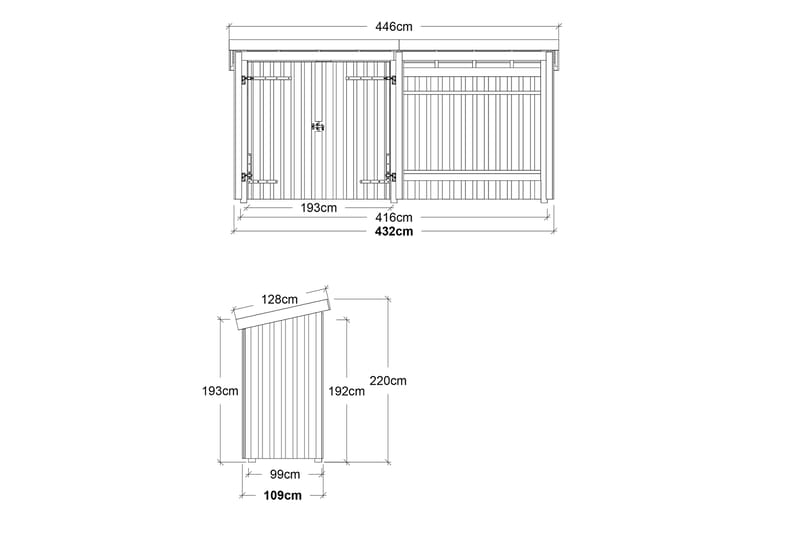 PLUS Nordic Multi Hagehus 4,7 m² - 2 Moduler med Dobbeldør - Grå - Anneks