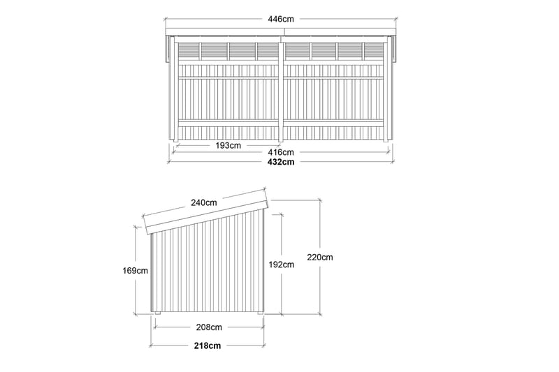 PLUS Nordic Multi Hagehus 9,5 m² - 2 Moduler Åpen - Grå - Anneks