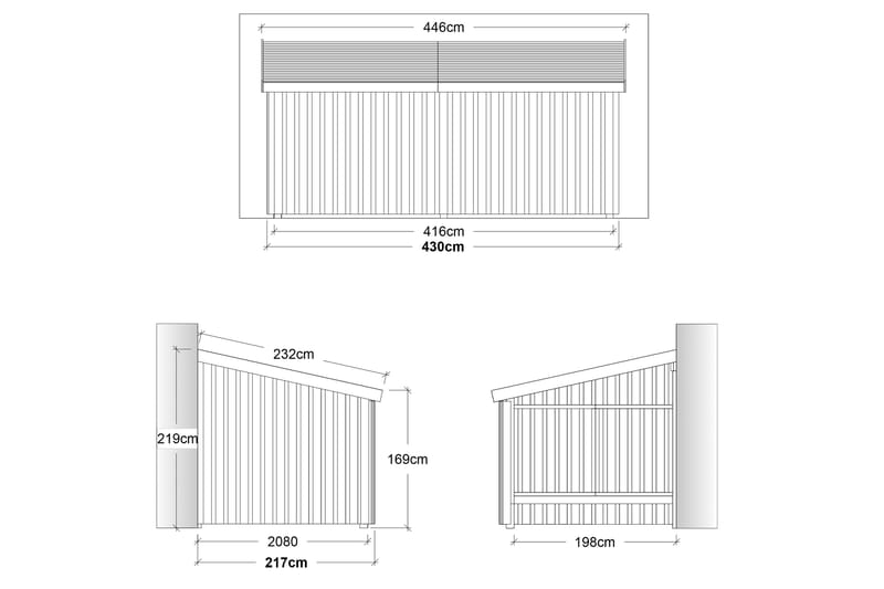 PLUS Nordic Multi Hagehus Veggmodell 9,5 m² - Åpen - Grå - Anneks