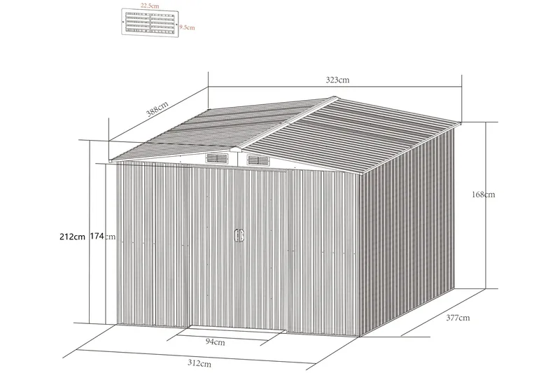 Bod og redskapsbod 12,5 m² | Dobbel skyvedør | Base inkludert - Hage - Uterom & feriehus - Lagringshus & boder - Verktøybod