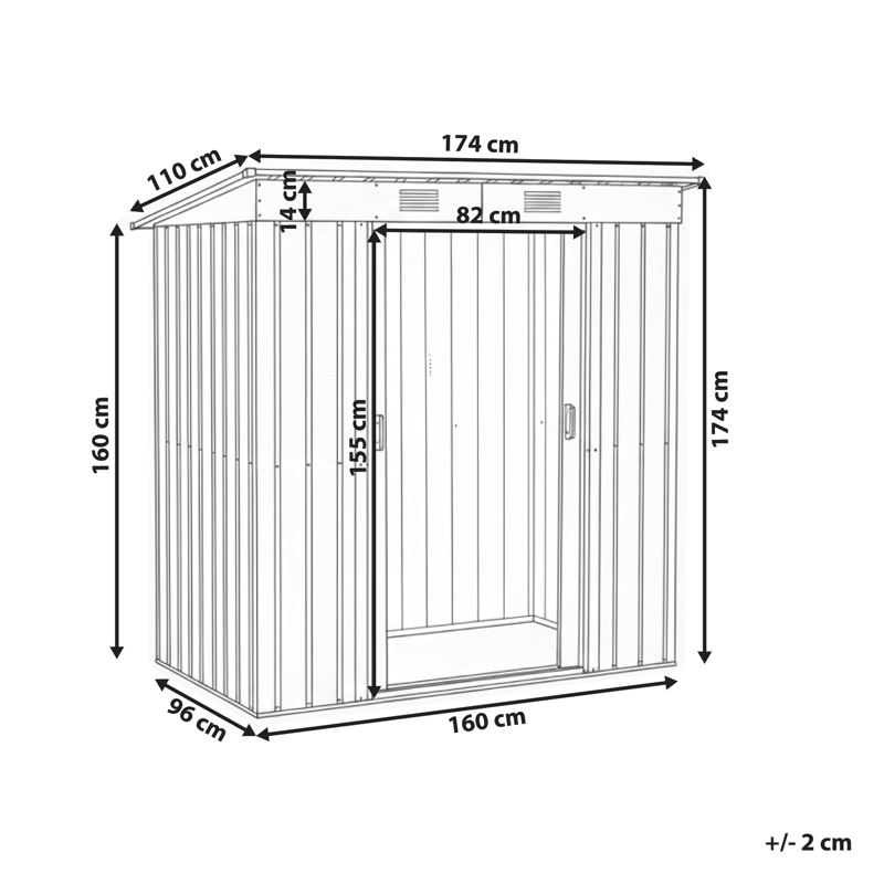 Hagebod Acilia 110x174 cm - Grå/hvit - Hage - Uterom & feriehus - Lagringshus & boder - Redskapsboder