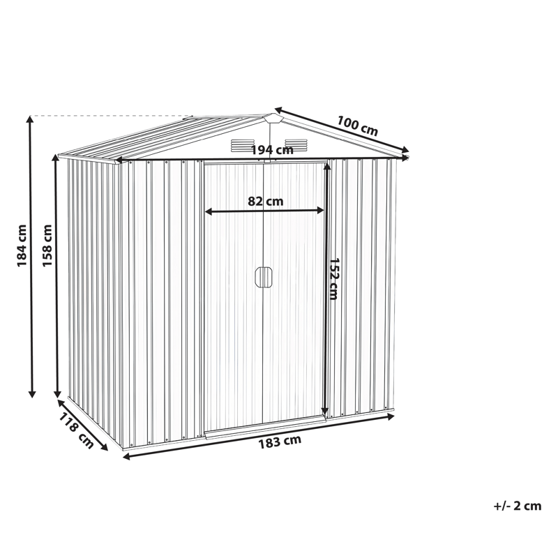 Hagebod Cirella 118x194 cm - Grå/hvit - Hage - Uterom & feriehus - Lagringshus & boder - Verktøybod