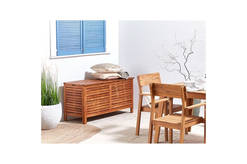 Låda Beliani Riviera Ljus trä Dark wood - Hagemøbler - Puteoppbevaring & møbelbeskyttelse - Putebokser & Putekasser