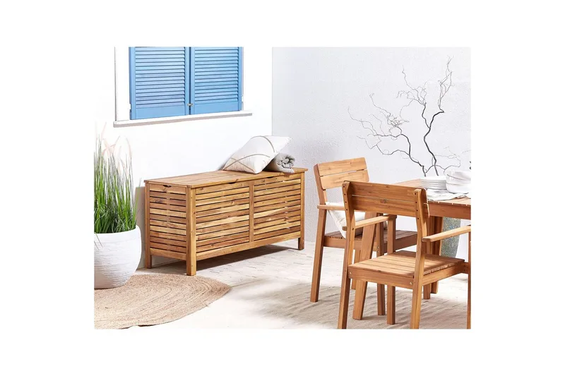 Låda Beliani Riviera Ljus trä Light wood - Hagemøbler - Puteoppbevaring & møbelbeskyttelse - Putebokser & Putekasser