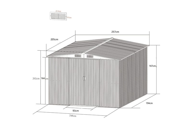 Redskapsbod 5,3 m² | Dobbel skyvedør | Base inkludert - Hage - Uterom & feriehus - Lagringshus & boder - Verktøybod