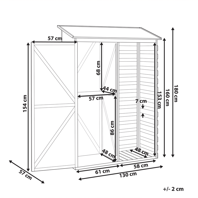 Redskapsbod Cengio 57x130 cm - Grå/Svart - Hage - Uterom & feriehus - Lagringshus & boder - Redskapsboder