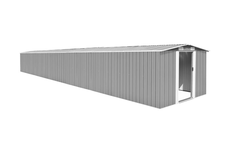 Hageskur grå 257x990x181 cm galvanisert stål - Grå - Hage - Uterom & feriehus - Lagringshus & boder - Redskapsboder