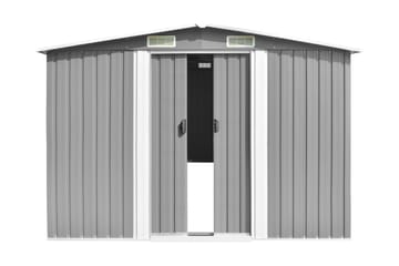 Hageskur grå 257x990x181 cm galvanisert stål - Grå - Hage - Uterom & feriehus - Lagringshus & boder - Redskapsboder