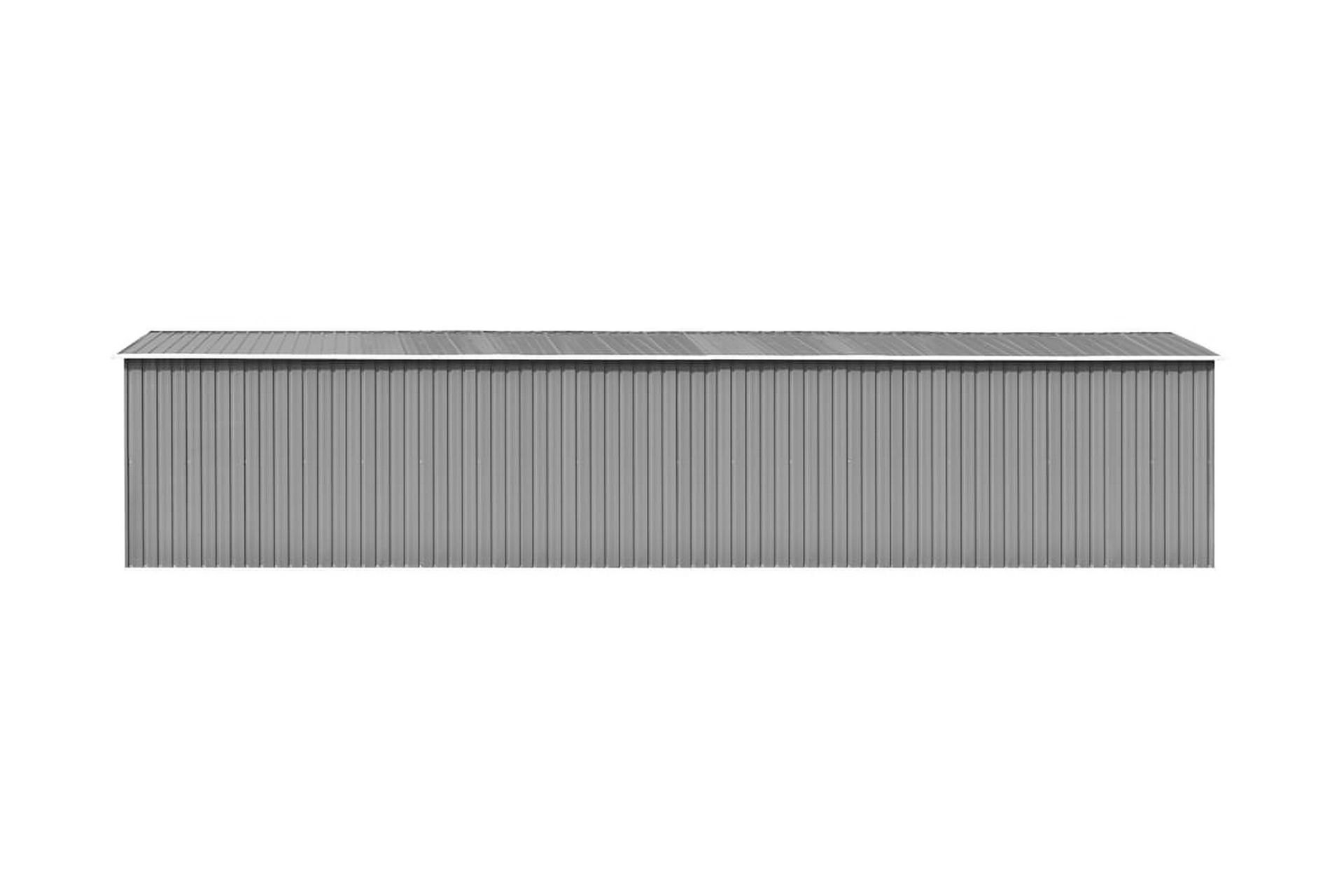 Hageskur grå 257x990x181 cm galvanisert stål - Grå - Hage - Uterom & feriehus - Lagringshus & boder - Redskapsboder