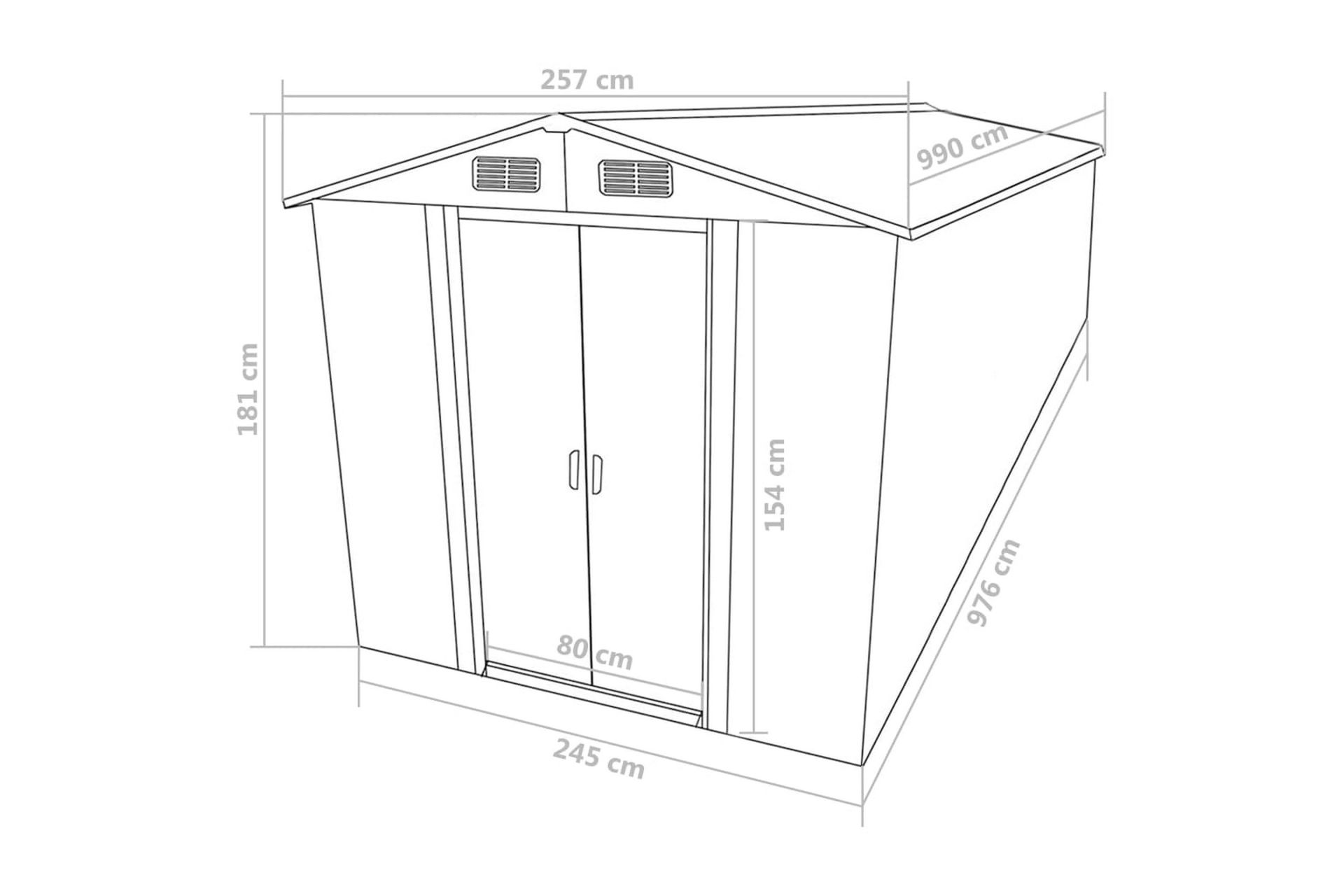 Hageskur grønn 257x990x181 cm galvanisert stål - grønn - Hage - Uterom & feriehus - Lagringshus & boder - Redskapsboder