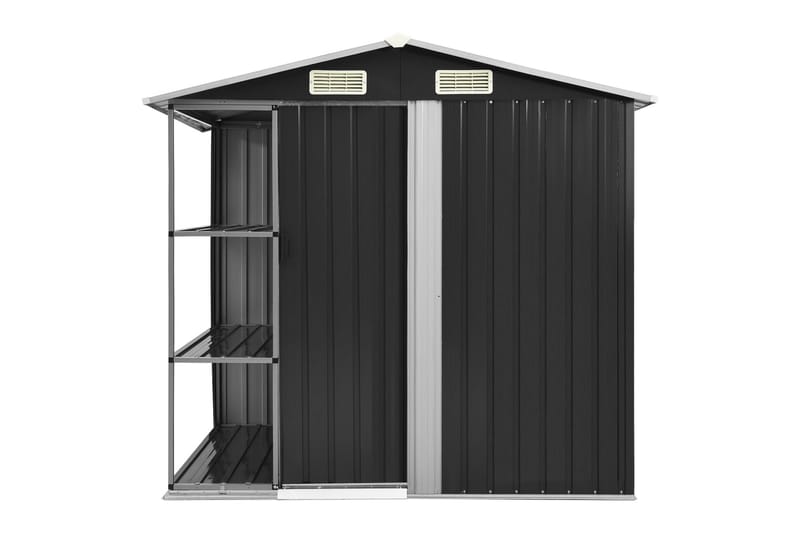 Hageskur med hylle antrasitt 205x130x183 cm jern - Hage - Uterom & feriehus - Lagringshus & boder - Redskapsboder