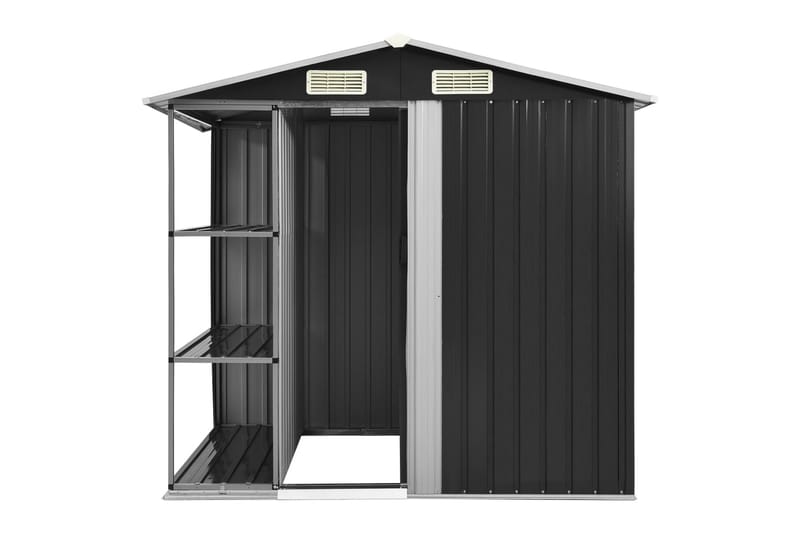Hageskur med hylle antrasitt 205x130x183 cm jern - Hage - Uterom & feriehus - Lagringshus & boder - Redskapsboder