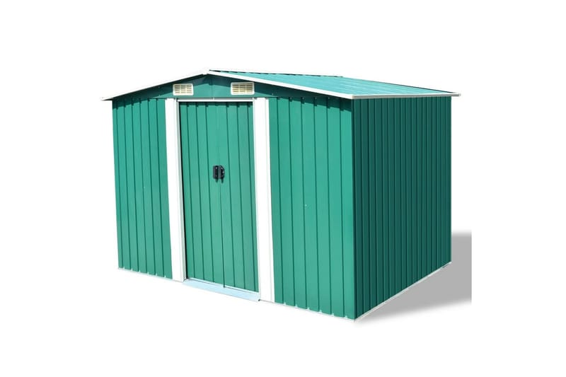 Oppbevaringsskur til hage grønn metall 257x205x178 cm - grønn - Hage - Uterom & feriehus - Lagringshus & boder - Redskapsboder