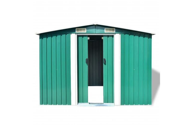 Oppbevaringsskur til hage grønn metall 257x205x178 cm - grønn - Hage - Uterom & feriehus - Lagringshus & boder - Redskapsboder