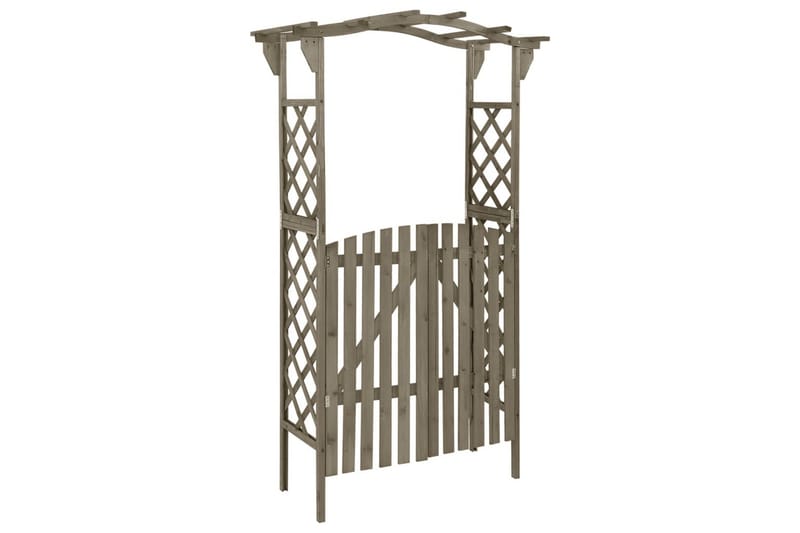 Pergola med port 116x40x204 cm heltre gran grå - Grå - Vedbod & vedskjul - Vedoppbevaring - Redskapsboder