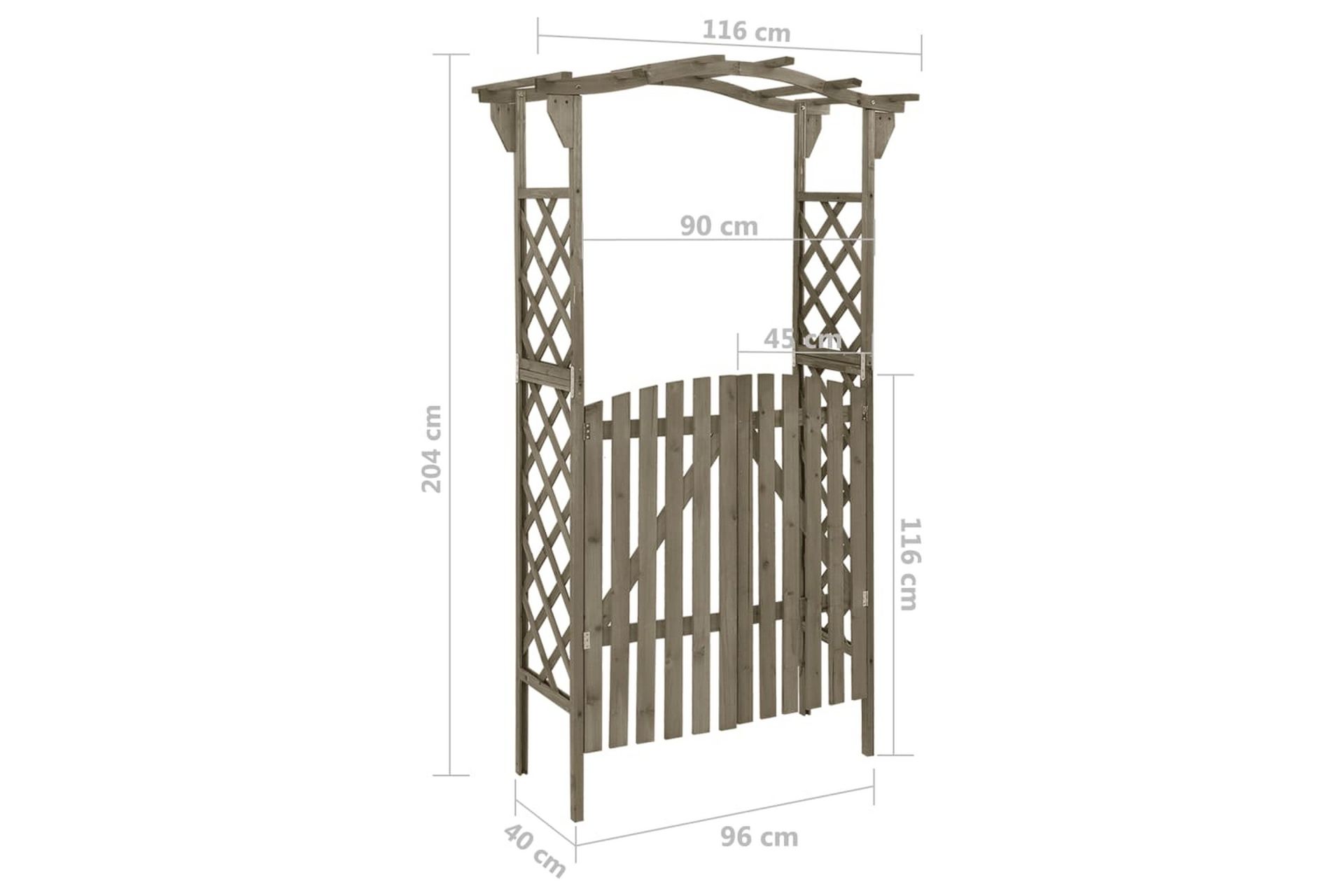Pergola med port 116x40x204 cm heltre gran grå - Grå - Hage - Uterom & feriehus - Lagringshus & boder - Redskapsboder