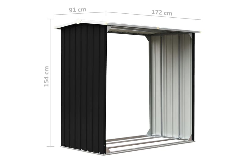 Vedskjul galvanisert stål 172x91x154 cm antrasitt - Hage - Uterom & feriehus - Lagringshus & boder - Redskapsboder