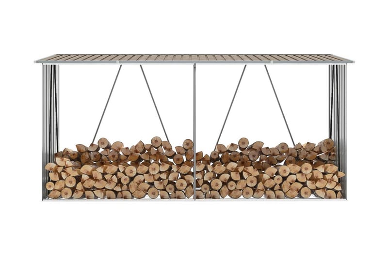 Vedskjul galvanisert stål 330x84x152 cm brun - Hage - Uterom & feriehus - Lagringshus & boder - Redskapsboder