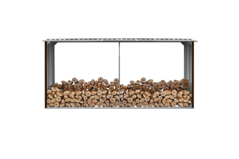 Vedskjul galvanisert stål 330x92x153 cm brun - Hage - Uterom & feriehus - Lagringshus & boder - Redskapsboder